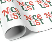 “Nice List” Kersttypografie Cadeaupapier (Rol Hoek)