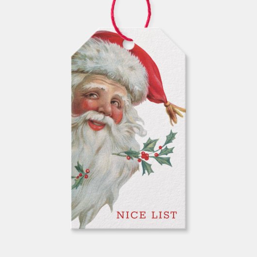 NICE LIST Santa Holiday Gift Labels Cadeaulabel (Voorkant)