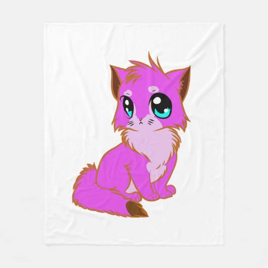 NICE LITTLE Fuchsia, PINK AND BROWN KITTEN Fleece Deken (Voorkant)