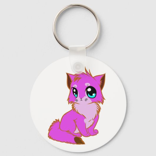 NICE LITTLE Fuchsia, PINK AND BROWN KITTEN Sleutelhanger (Voorkant)