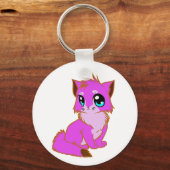 NICE LITTLE Fuchsia, PINK AND BROWN KITTEN Sleutelhanger (Voorkant)