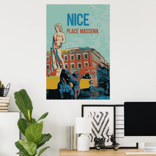 Nice Massena Square afbeelding van het Franse Post Poster (Thuiskantoor)
