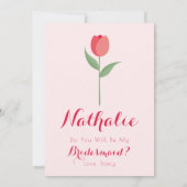 Nice Minimalist Pink Tulip Bridesmaid Proposal Kaart (Achterkant)