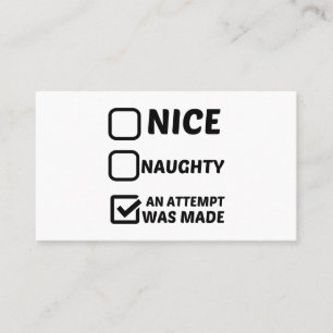 NICE NAUGHTS IS EEN ATTEMPT GEMAAKT VISITEKAARTJE