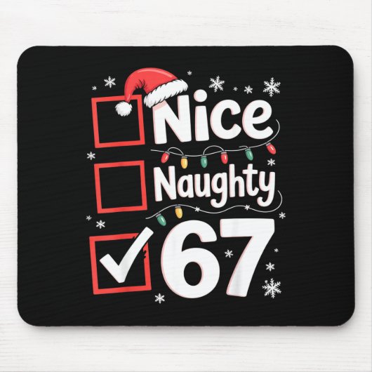 Nice Naughty 67 Christmas Costume 67 Meme Men Wome Muismat (Voorkant)
