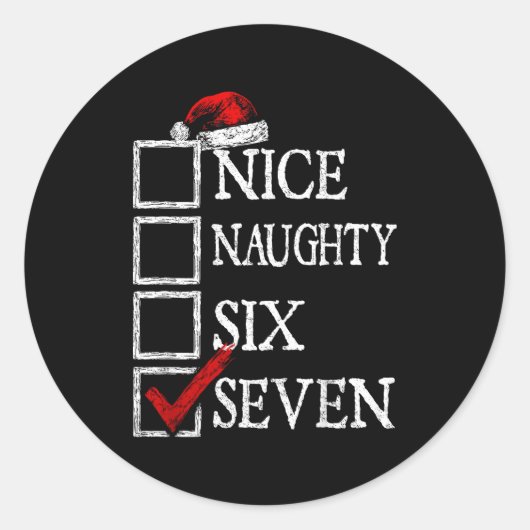 Nice Naughty 67 Christmas Funny Meme Six Seven  Ronde Sticker (Voorkant)