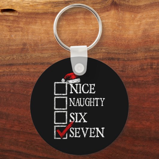Nice Naughty 67 Christmas Funny Meme Six Seven Sleutelhanger (Voorkant)