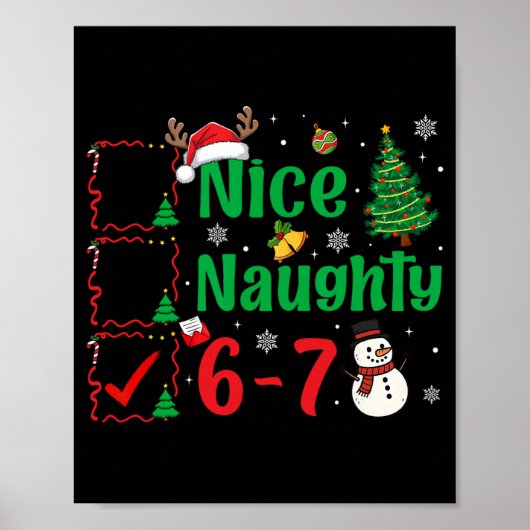 Nice Naughty 67 Christmas List Six Seven Meme Boy  Poster (Voorkant)