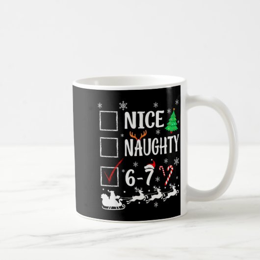 Nice Naughty 67 Funny Christmas Brainrot Six Seven Koffiemok (Rechts)