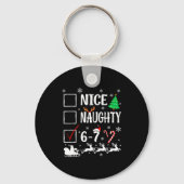 Nice Naughty 67 Funny Christmas Brainrot Six Seven Sleutelhanger (Voorkant)
