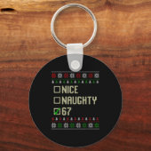 Nice Naughty 67 Funny Ugly Sweater Slang Brainrot Sleutelhanger (Voorkant)