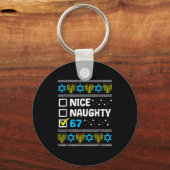 Nice Naughty 67 Six Seven Ugly Hanukkah Sweater Ch Sleutelhanger (Voorkant)