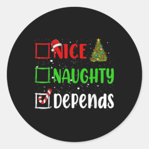 Nice Naughty Afhankelijk van Kerstlijst Vakantie X Ronde Sticker
