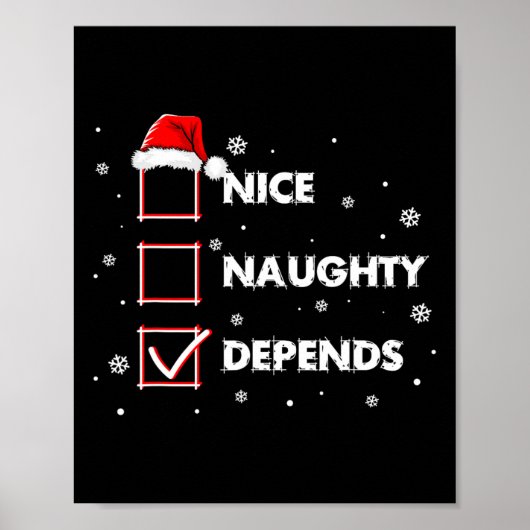 Nice Naughty Afhankelijk van Shirt Kerstman Kerstl Poster (Voorkant)