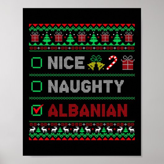Nice Naughty Albanese kerst Checklist Albanië Poster (Voorkant)