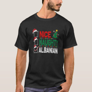 Nice Naughty Albanese Kerstmis Santa Hat T-shirt