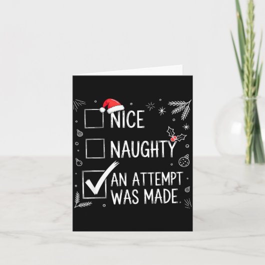 Nice Naughty An Attempt Was Made Christmas List  Kaart (Voorkant)