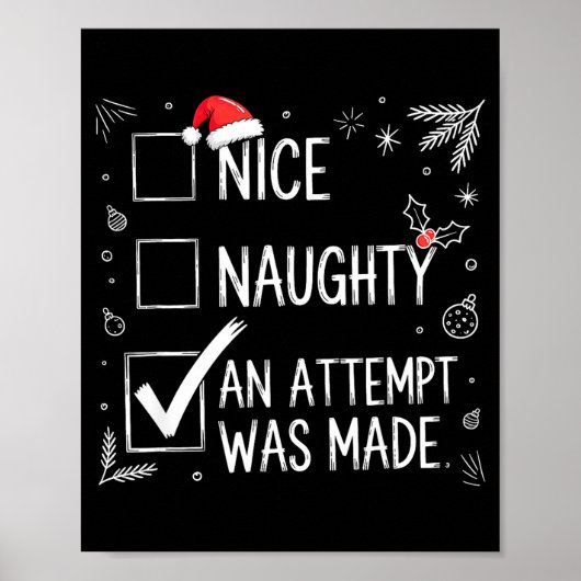Nice Naughty An Attempt Was Made Christmas List  Poster (Voorkant)