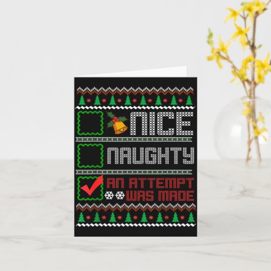 Nice Naughty An Attempt Was Made Christmas List Sa Kaart (Gele Bloem)