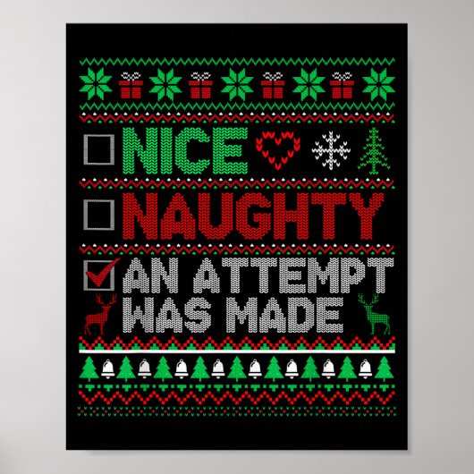 Nice Naughty An Attempt Was Made Christmas List Sa Poster (Voorkant)