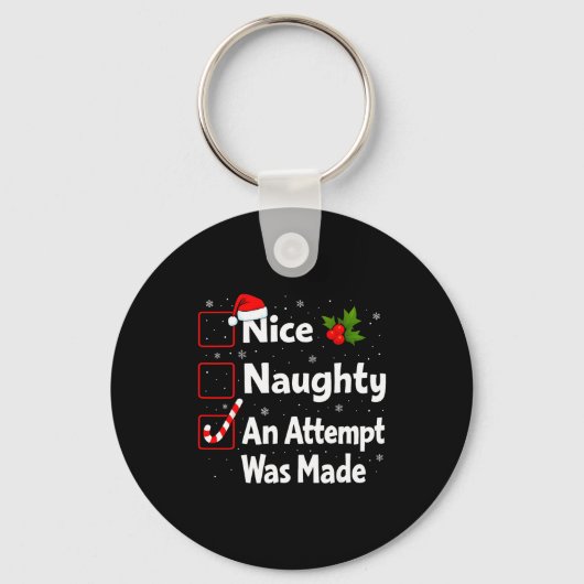 Nice Naughty An Attempt Was Made Christmas List Sa Sleutelhanger (Voorkant)