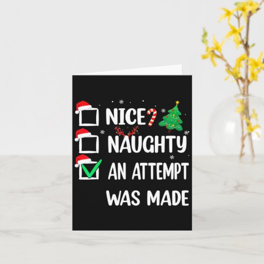Nice Naughty An Attempt Was Made Christmas List Te Kaart (Gele Bloem)