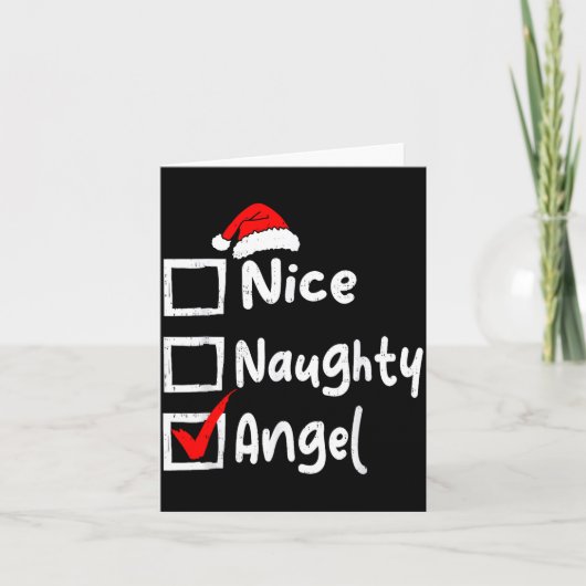 Nice Naughty Angel Funny Christmas List Family Mat Kaart (Voorkant)