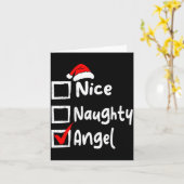 Nice Naughty Angel Funny Christmas List Family Mat Kaart (Gele Bloem)