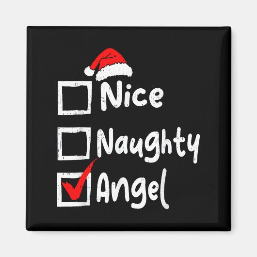 Nice Naughty Angel Funny Christmas List Family Mat Magneet (Voorkant)