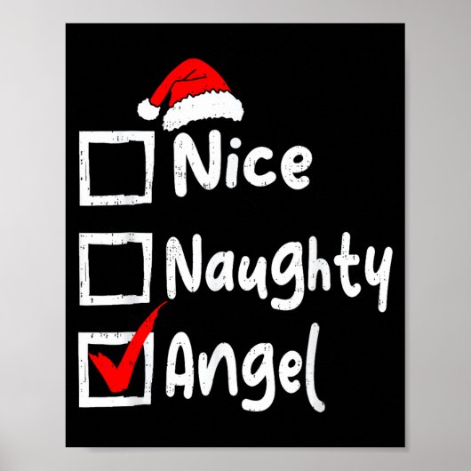 Nice Naughty Angel Funny Christmas List Family Mat Poster (Voorkant)