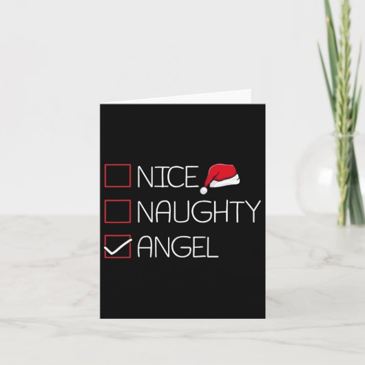 Nice Naughty Angel - Kerstmis Pajama Funny Humor X Kaart (Voorkant)