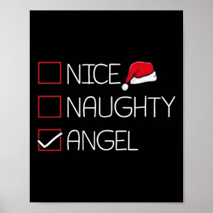 Nice Naughty Angel - Kerstmis Pajama Funny Humor X Poster