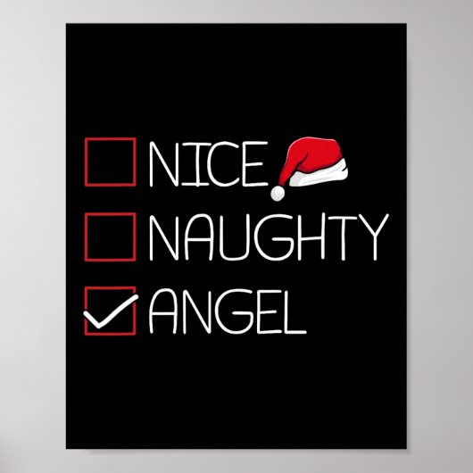 Nice Naughty Angel - Kerstmis Pajama Funny Humor X Poster (Voorkant)