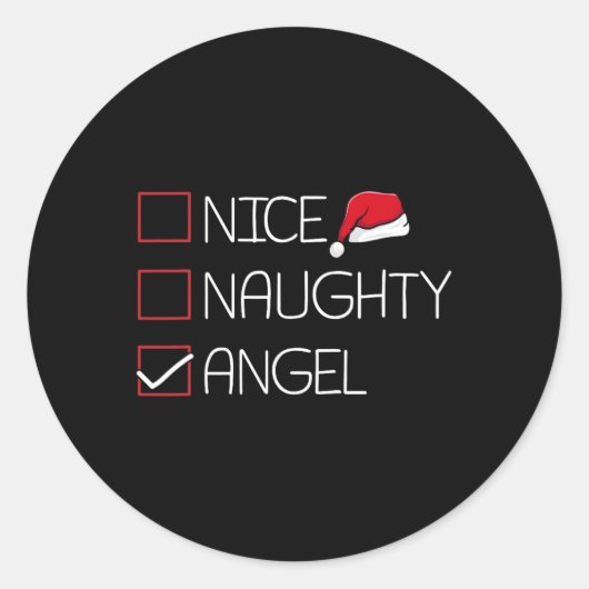 Nice Naughty Angel - Kerstmis Pajama Funny Humor X Ronde Sticker (Voorkant)