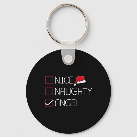 Nice Naughty Angel - Kerstmis Pajama Funny Humor X Sleutelhanger (Voorkant)