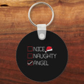 Nice Naughty Angel - Kerstmis Pajama Funny Humor X Sleutelhanger (Voorkant)