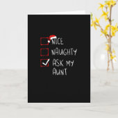 Nice Naughty Ask My Aunt Christmas List Xmas  Kaart (Gele Bloem)