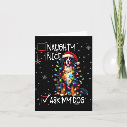 Nice Naughty Ask My Dog Christmas List Xmas  Kaart (Voorkant)
