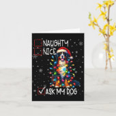 Nice Naughty Ask My Dog Christmas List Xmas  Kaart (Gele Bloem)