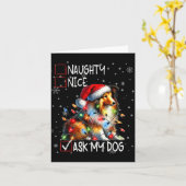 Nice Naughty Ask My Dog Christmas List Xmas Kaart (Gele Bloem)