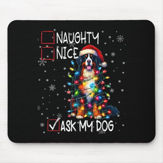Nice Naughty Ask My Dog Christmas List Xmas Muismat (Voorkant)