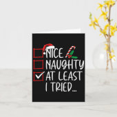 Nice Naughty At Least I Tried Christmas List Santa Kaart (Gele Bloem)