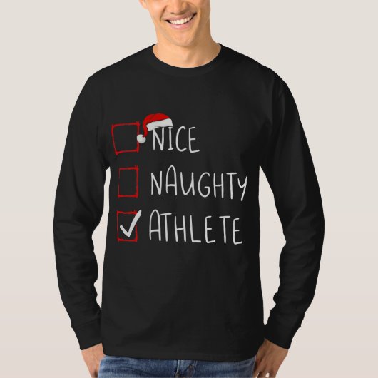 Nice Naughty Athlete List kerstkerstkerstkerstkers T-shirt (Voorkant)