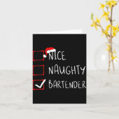 Nice Naughty Bartender Christmas List Santa Claus  Kaart (Gele Bloem)
