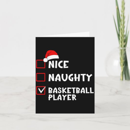 Nice Naughty Basketball Player Funny Christmas Lis Kaart (Voorkant)