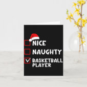 Nice Naughty Basketball Player Funny Christmas Lis Kaart (Gele Bloem)