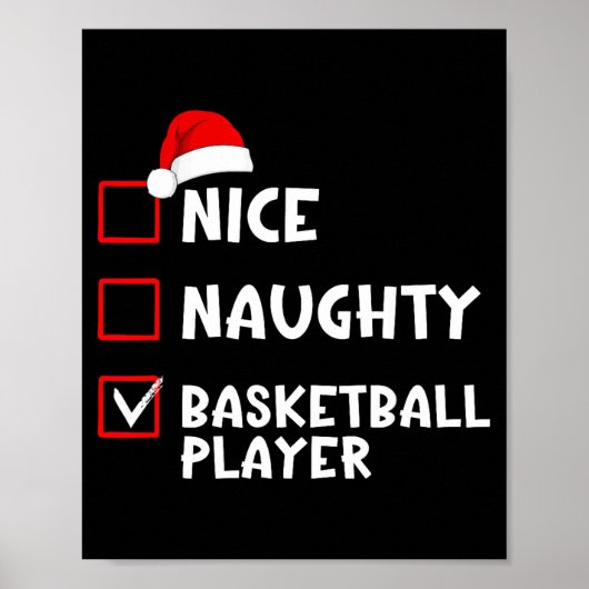 Nice Naughty Basketball Player Funny Christmas Lis Poster (Voorkant)