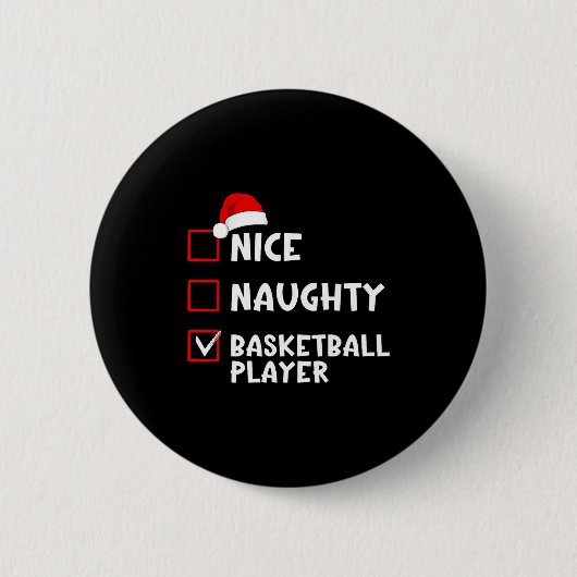 Nice Naughty Basketball Player Funny Christmas Lis Ronde Button 5,7 Cm (Voorkant)