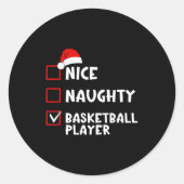 Nice Naughty Basketball Player Funny Christmas Lis Ronde Sticker (Voorkant)