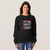 Nice Naughty Canadian Christmas Canada Santa Hat Trui (Voorkant volledig)